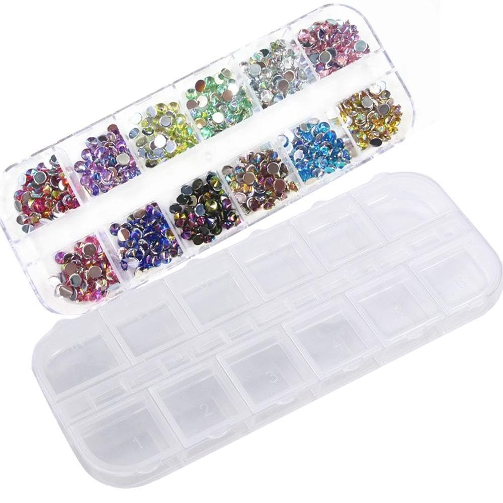 1PCS Nail Art Decorations Storage Box,12 grid Nail Art Storage Box Transparent Empty Case Earring Storage Box Rectangle Jewelry Organizer