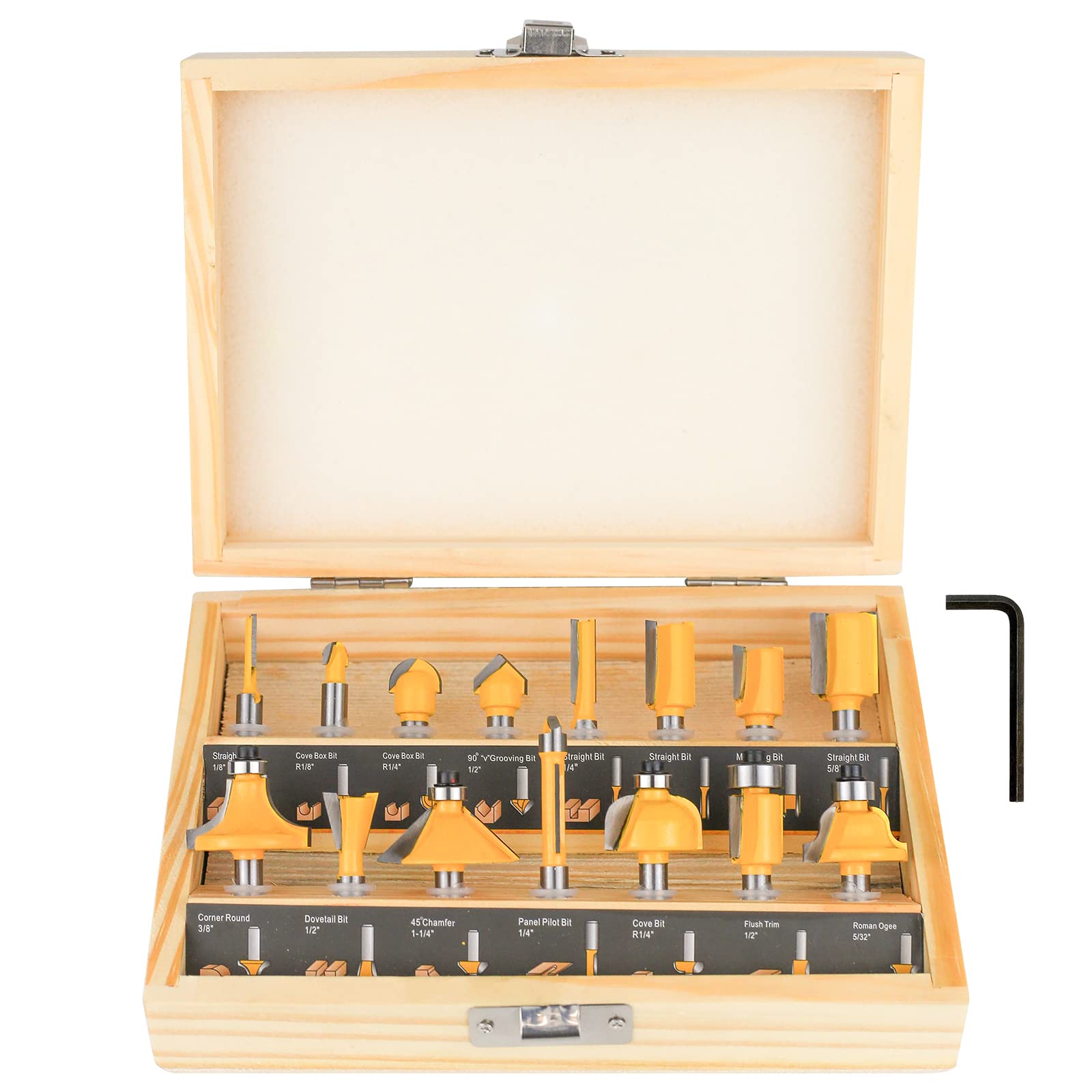 Router Bits Set 1/4 Inch Shank - BAIDETS 15 Pieces 1/4" Tungsten Carbide Router Bits, Woodwork Tools