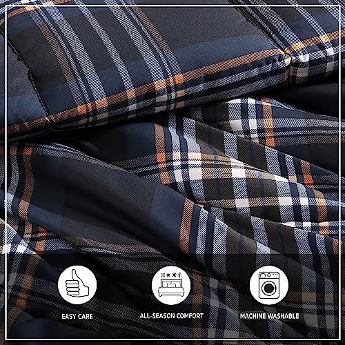 Wrangler- Twin Duvet Cover Set, Reversible Bedding Set with Matching Sham(s), Yellowstone Inspired, Casual Home Décor (City Flats Plaid Blue, Twin)