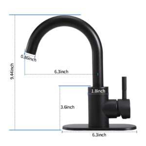 Oersitor Matte Black Bathroom Faucets Bar Sink Faucet Single Handle Kitchen Sink Faucet Stainless Steel Small RV Faucet Hot and Cold Single Lever Bathroom Faucets