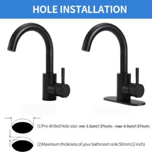 Oersitor Matte Black Bathroom Faucets Bar Sink Faucet Single Handle Kitchen Sink Faucet Stainless Steel Small RV Faucet Hot and Cold Single Lever Bathroom Faucets