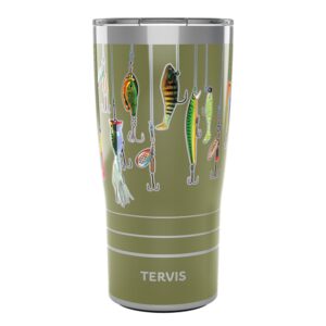 tervis traveler fishing lures triple walled insulated tumbler travel cup keeps drinks cold & hot, 20oz, stainless steel