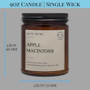 Arctic Wicks 3 Pack Fall Candles Honey Spiced Pear, Pumpkin Spice Latte, Apple Macintosh | Coconut Beeswax Candles | 9oz Amber Jar | Farmhouse Candles Non-Toxic Clean Burn 100% USDA Certified Biobased