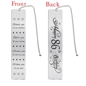 Jzxwan Happy 86th Birthday Gifts for Women Men, 86 Year Old Birthday Bookmark, Female 86 Yr Old Bday Card Gift Ideas, 1938 Birthday Book Mark for Woman Man, 86th Birthday Decorations, 86 th Bd Present