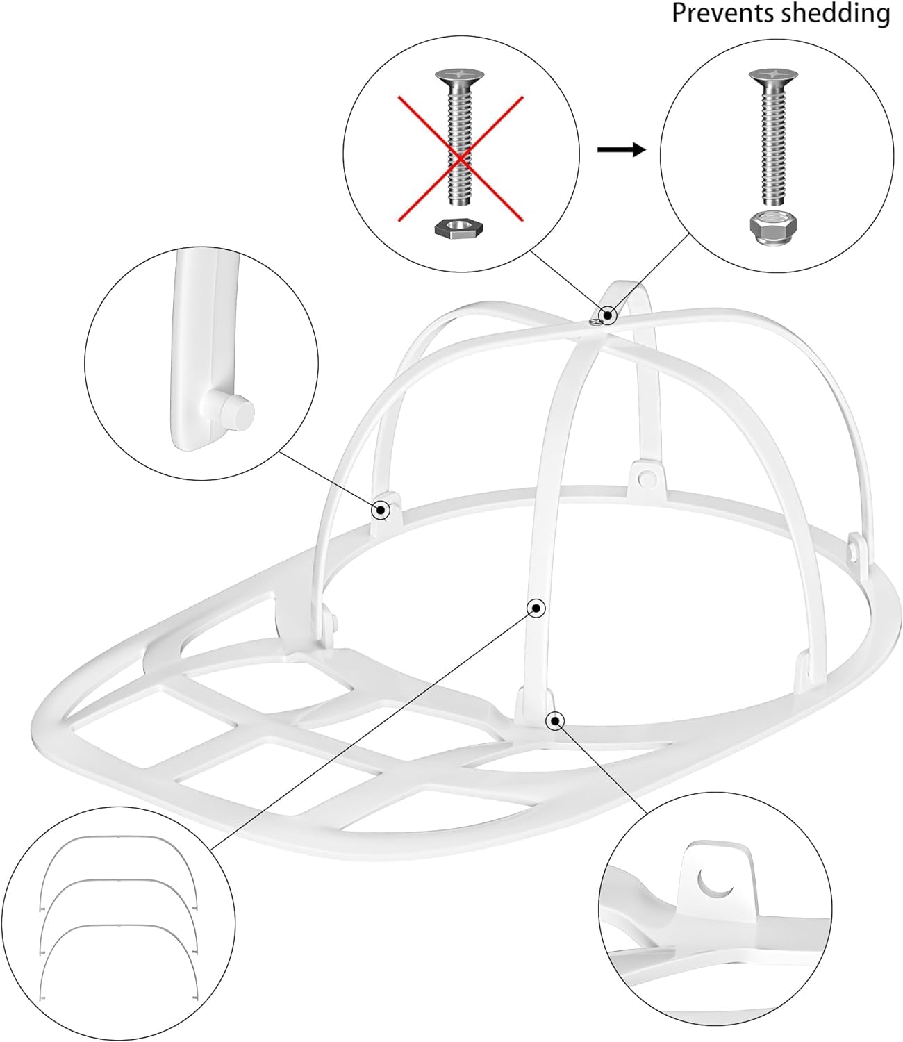 LONGD Hat Washer Cage for Baseball Caps, Sturdy Cleaning Protector with Frame Cage and Laundry Bag, Washing Machine Safe Hat Cleaner and Organizer, Suitable for Adult and Kids' Caps - 1-Pack,White