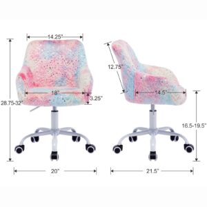 DUOMAY Kids Desk Chair, Faux Fur Colorful Upholstered Computer Chair for Boys and Girls, Cute Study Swivel Height Adjustable Arm Chair for Child