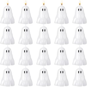 jutom 40 pieces halloween candles decor spooky ghost burning candle soy wax cute aesthetic candle white horror halloween decorations for halloween party bedroom home tabletop