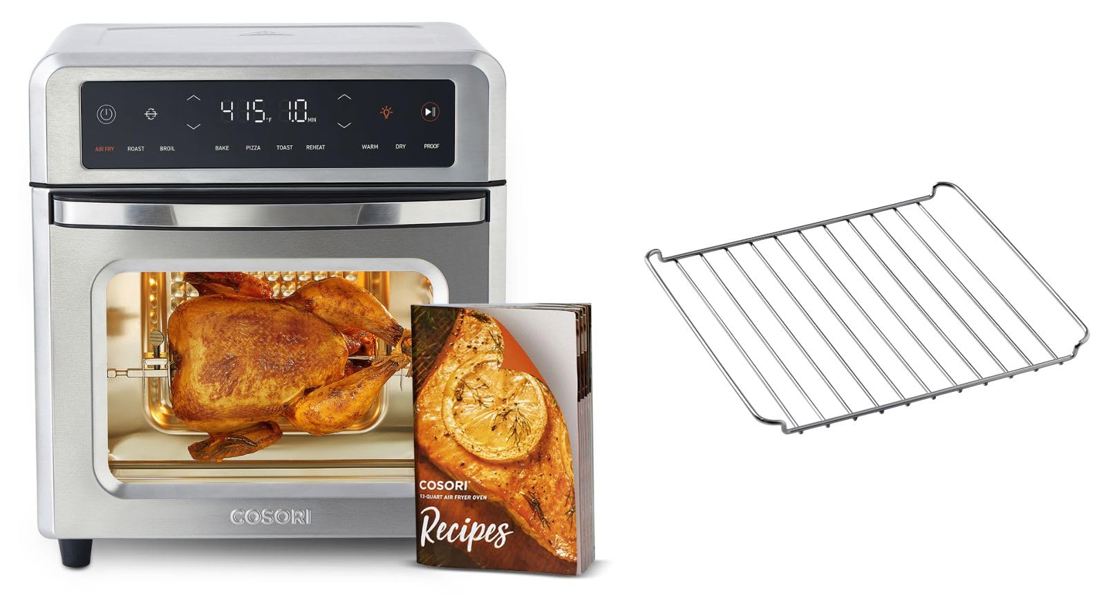 COSORI Air Fryer Toaster Oven, 13 Qt Airfryer Fits 8" Pizza, 11-in-1 Functions & Wire Oven Rack, Cooling Rack for Cooking and Baking, Air Fryer Accessories & Replacements,Dishwasher Safe