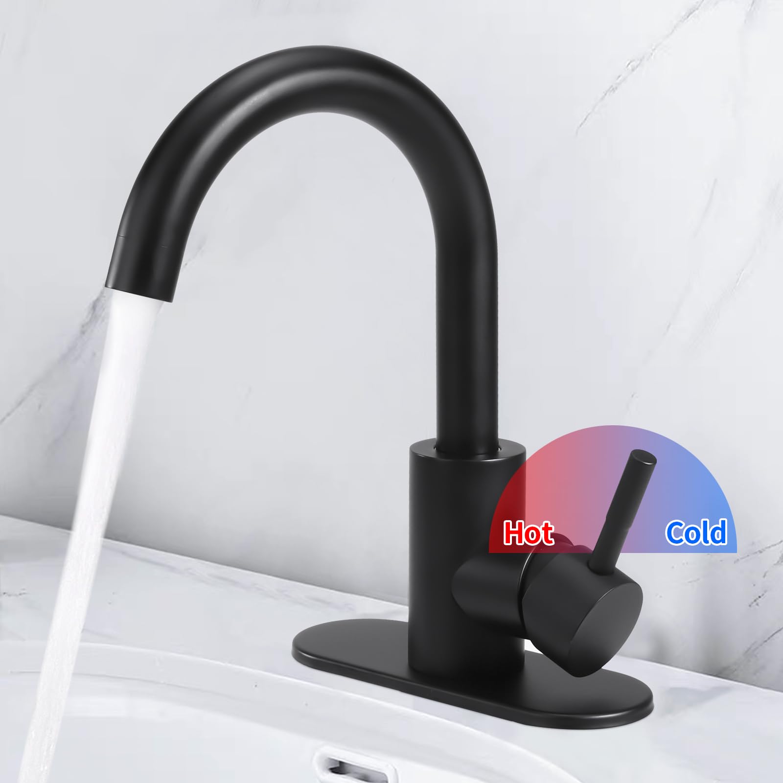 Oersitor Matte Black Bathroom Faucets Bar Sink Faucet Single Handle Kitchen Sink Faucet Stainless Steel Small RV Faucet Hot and Cold Single Lever Bathroom Faucets