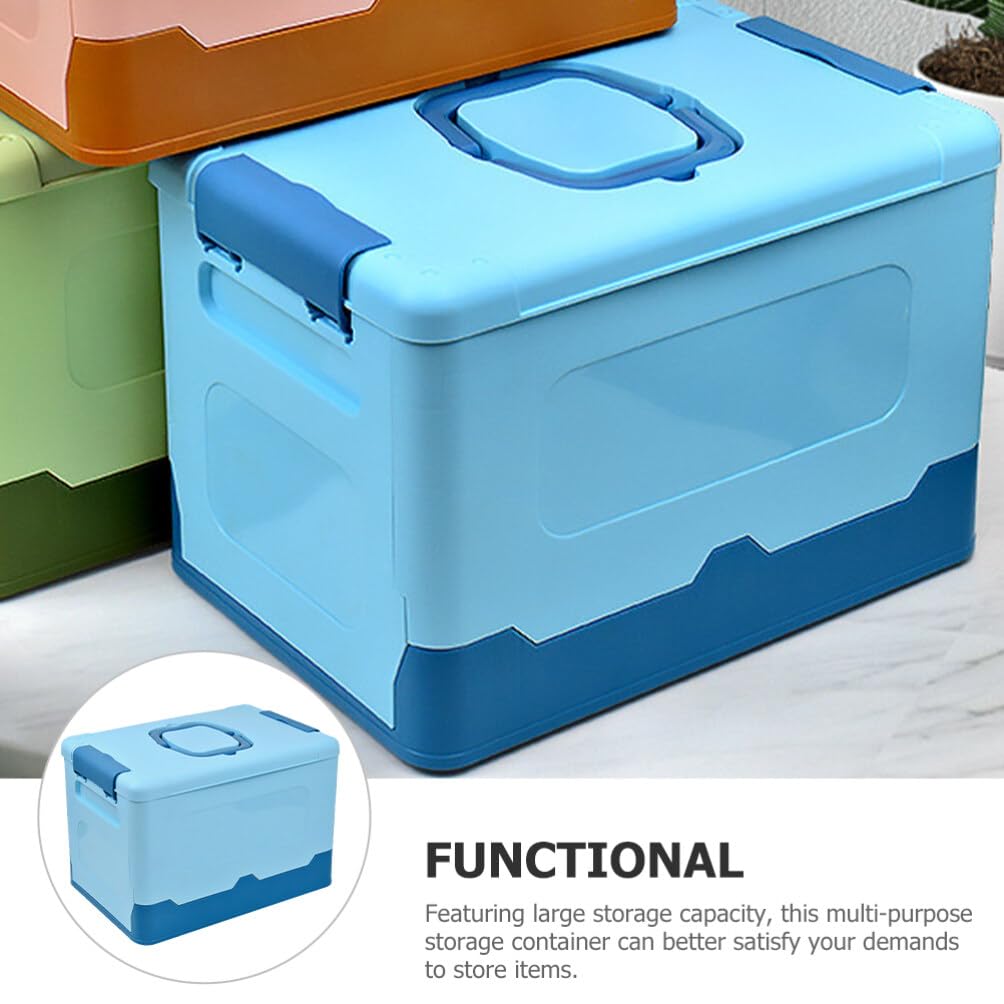 Beaupretty Plastic Storage Box Folding Carry Box Tool Organizer Portable Handled Case Lockable Container Sundries Organizer for Arts Crafts Cosmetic Sewing Washi Tape Blue