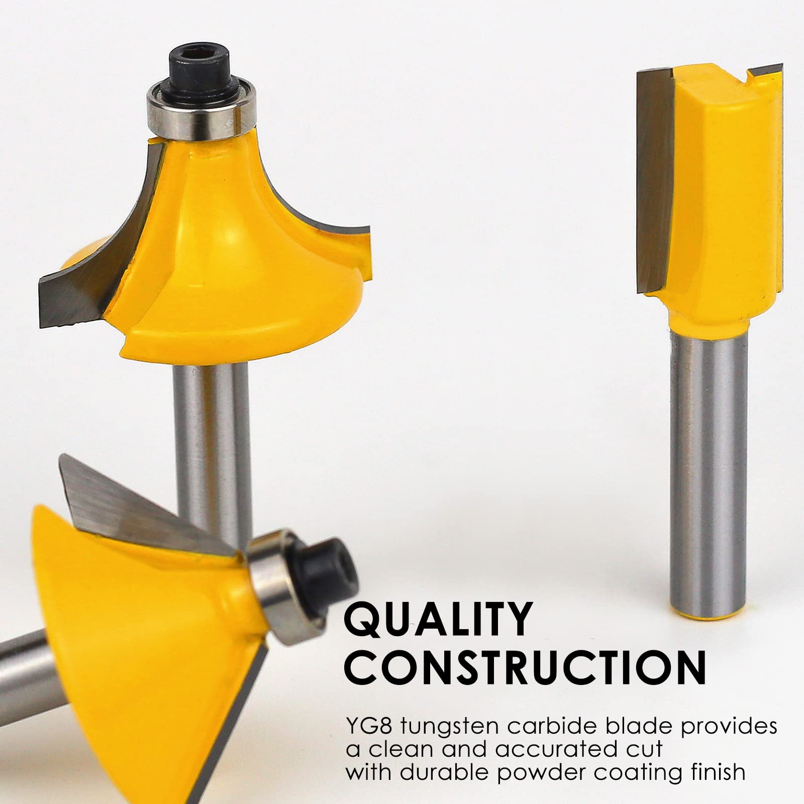 Router Bits Set 1/4 Inch Shank - BAIDETS 15 Pieces 1/4" Tungsten Carbide Router Bits, Woodwork Tools