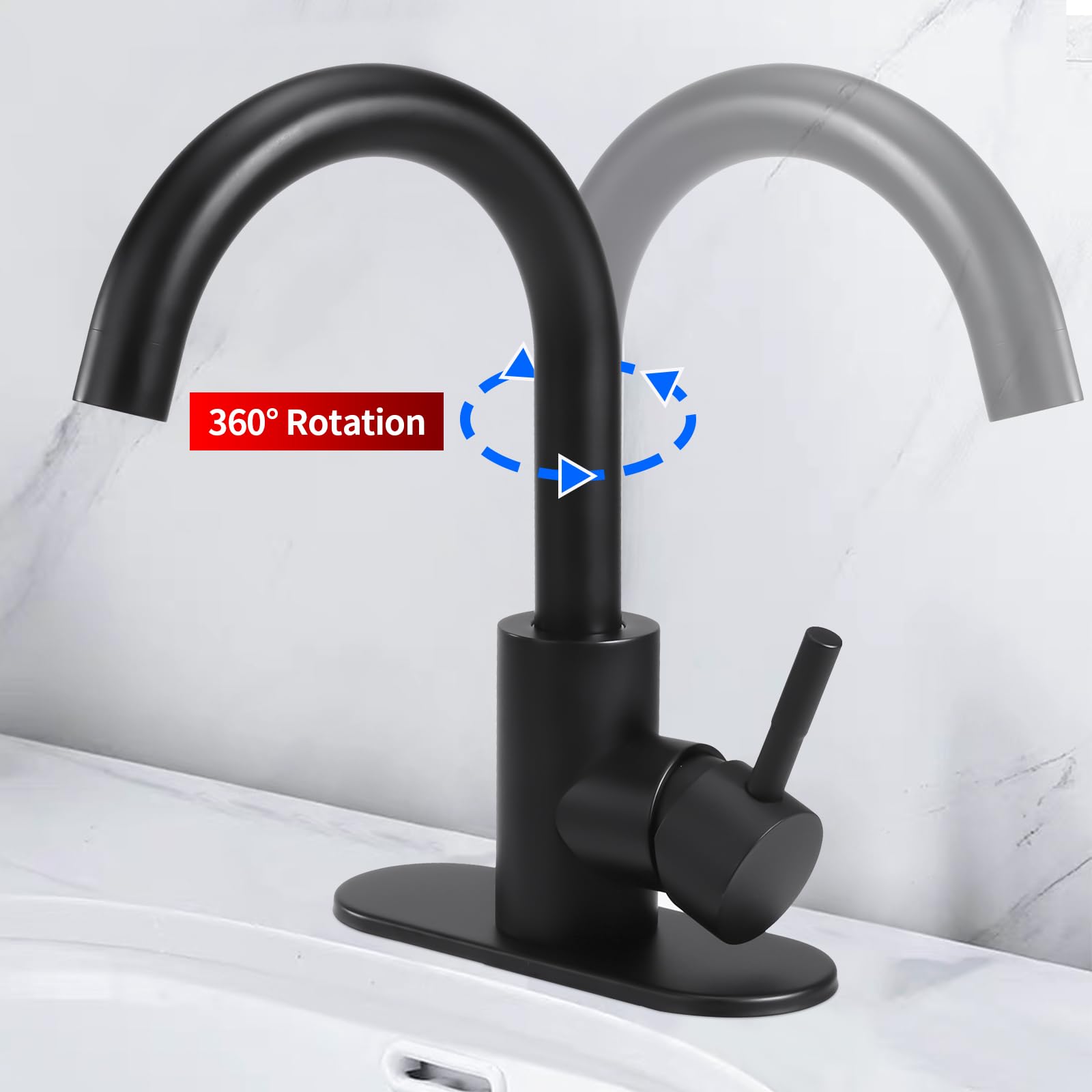 Oersitor Matte Black Bathroom Faucets Bar Sink Faucet Single Handle Kitchen Sink Faucet Stainless Steel Small RV Faucet Hot and Cold Single Lever Bathroom Faucets