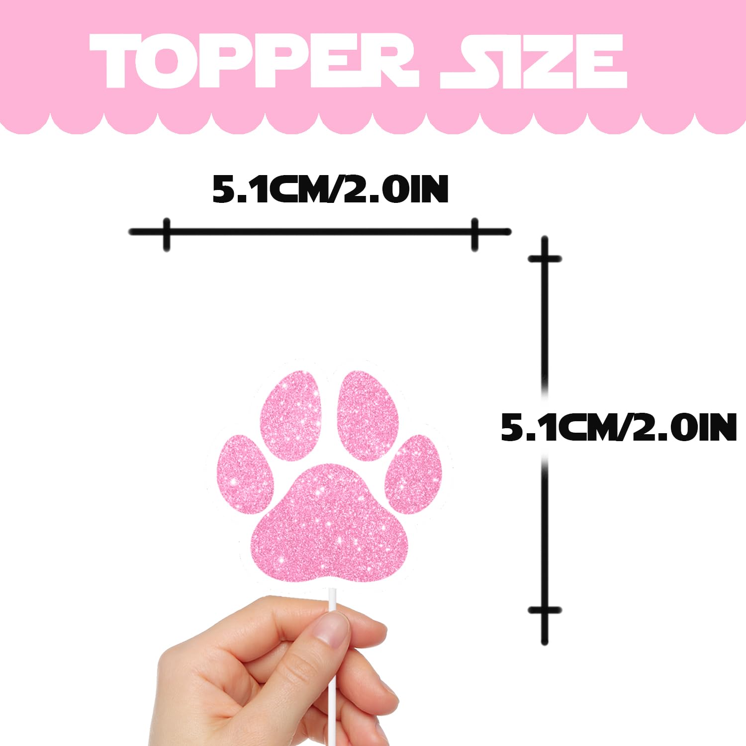 18pcs Pink Glitter Dog Paw Dessert Cupcake Topper Dog Pet Adoption Theme Decor Supplies Baby Shower Boys Girls Happy Birthday Party Decorations