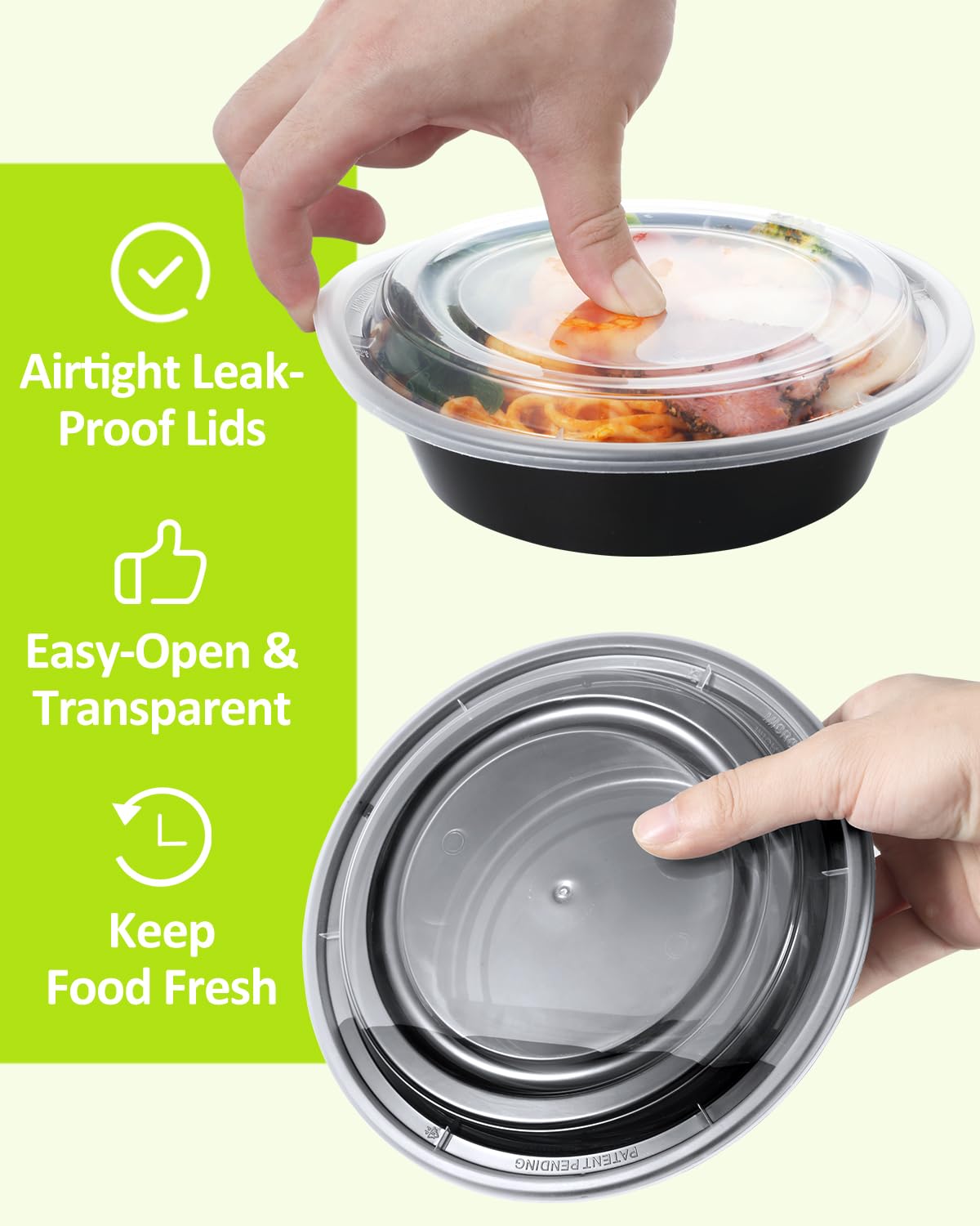 SHOPDAY Meal-Prep-Containers-65 Pack 24 oz Plastic-Food-Storage-Containers-with-Lids, Disposable-Food-Prep-Containers-Microwave-Safe, Meal-Prep-Bowls-Reusable, To-Go-Contianers-for-Lunch