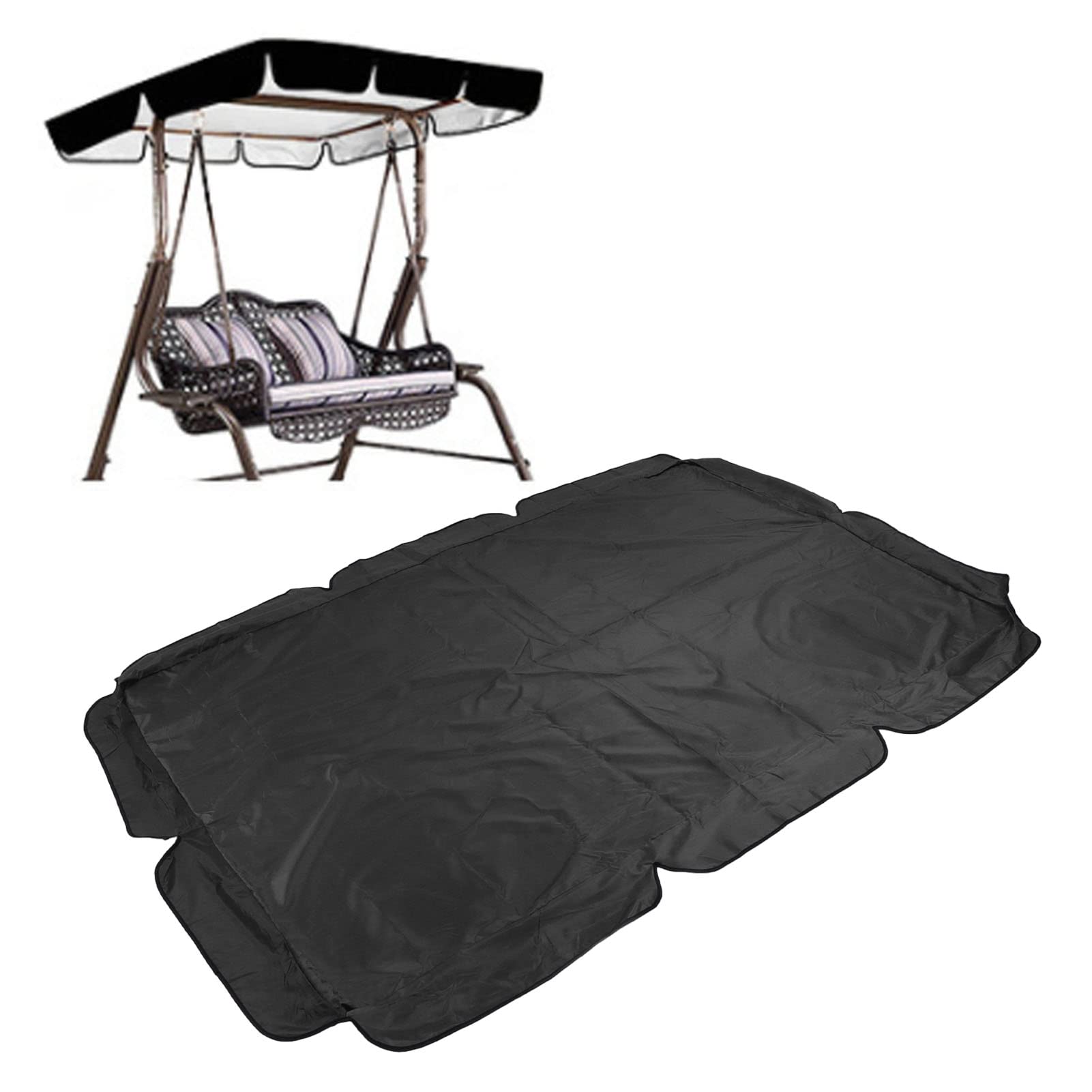 Hztyyier Waterproof Outdoor Swing Canopy Proof Porch Top Replacement Cover for Patio Yard Chair (Black)