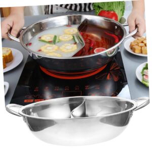 Stainless Steel Mandarin Pot Wok Pan with Lid Nonstick Cookware Ramen Hot Pot Chinese Divided Hotpot Divided Hotpot Pot Shabu Hot Pot Silver Practical Hot Pot Soup Pot Split