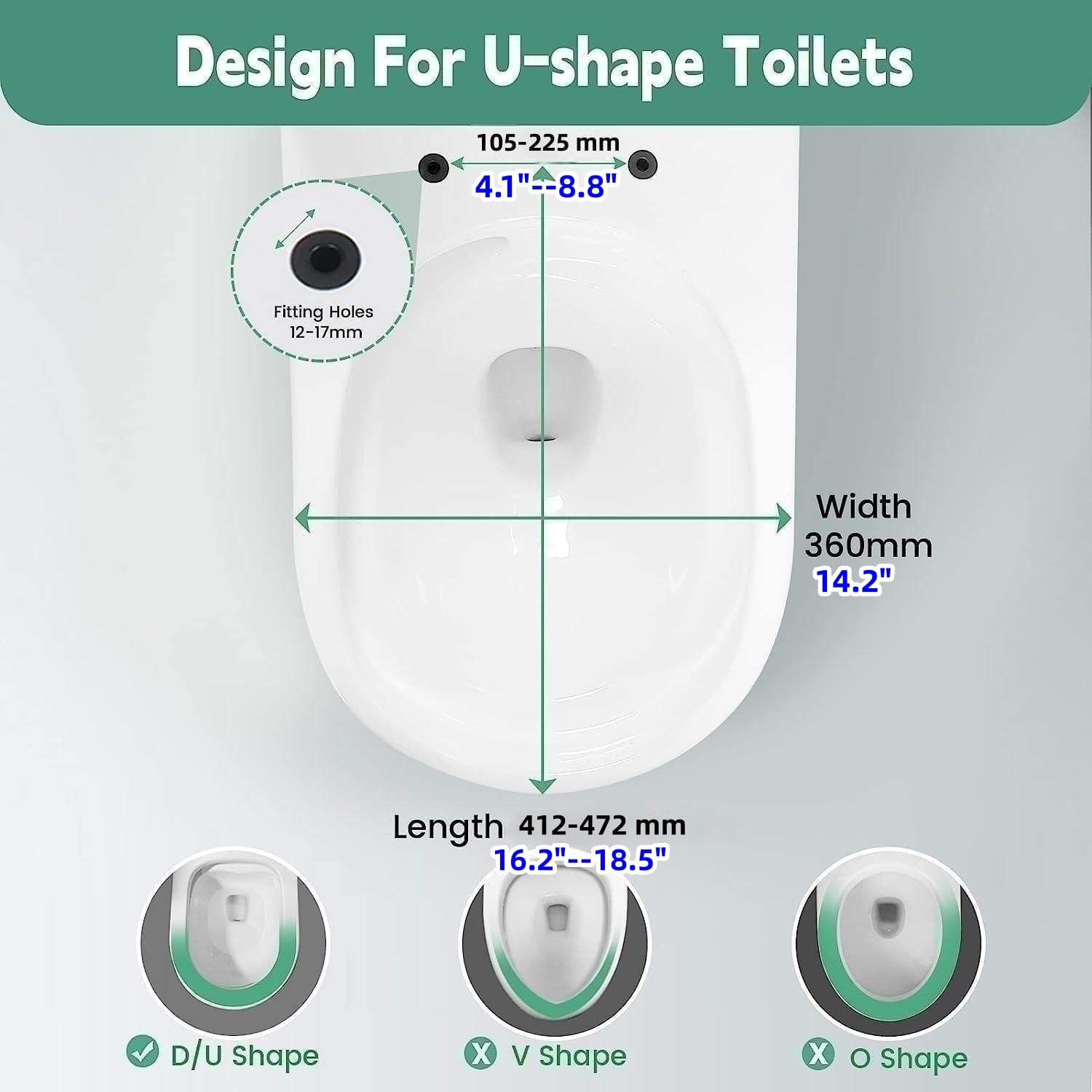 SADALAK Soft Close Quick Release Toilet Seat Elongated- Heavy Duty Adjustable Stainless Hinges, D/U Shape Toilet Seats Cover for Easy Cleaning & Simple Top Fixing - White Toilet Lid