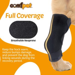 COMFPET Dog Leg Brace for Rear Hock, Dog Leg Support Wrap with Metal Strips, Dog Leg Warmer Sleeve to Prevent Licking, Dog Sprains, Arthritis, ACL, Small