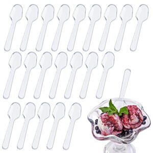 1000 pcs mini clear tasting spoons plastic sampling spoons pudding taster spoons for jelly yogurt ice cream cake dessert spices food appetizer supplies, 2.95 x 0.79inch