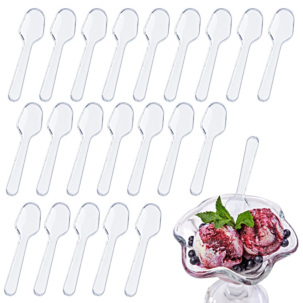 1000 PCS Mini Clear Tasting Spoons Plastic Sampling Spoons Pudding Taster Spoons for Jelly Yogurt Ice Cream Cake Dessert Spices Food Appetizer Supplies, 2.95 x 0.79Inch