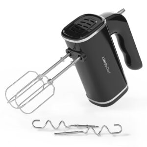 linkchef electric hand mixer, 450w handheld mixer with whisk, dough hook and storage base, 5-speed turbo kitchen mixer blender for baking, cakes, eggs, cream, brownies