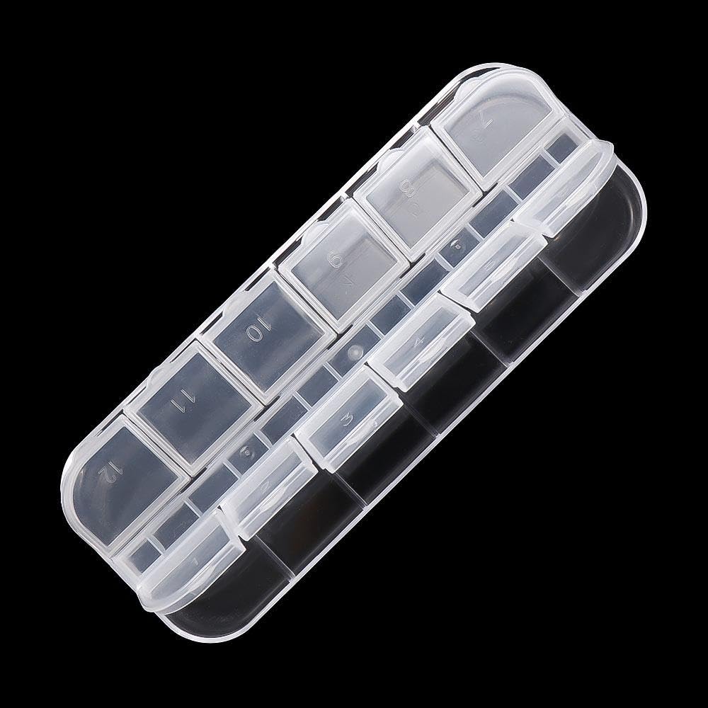 1PCS Nail Art Decorations Storage Box,12 grid Nail Art Storage Box Transparent Empty Case Earring Storage Box Rectangle Jewelry Organizer