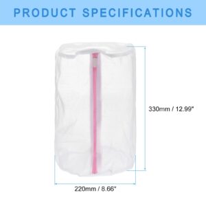 uxcell 2Pcs Shoes Washing Bag, 8.7 x 13 Inch Cylinder Fine Mesh Laundry Bags for Washing Machine Wash Sneakers, Slippers, Delicate, Underwear, White/Pink