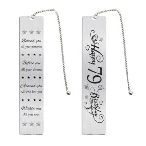 jzxwan happy 79th birthday gifts for women men, 79 year old birthday bookmark, female 79 yr old bday card gift ideas, 1945 birthday book mark for woman man, 79th birthday decorations, 79 th bd present