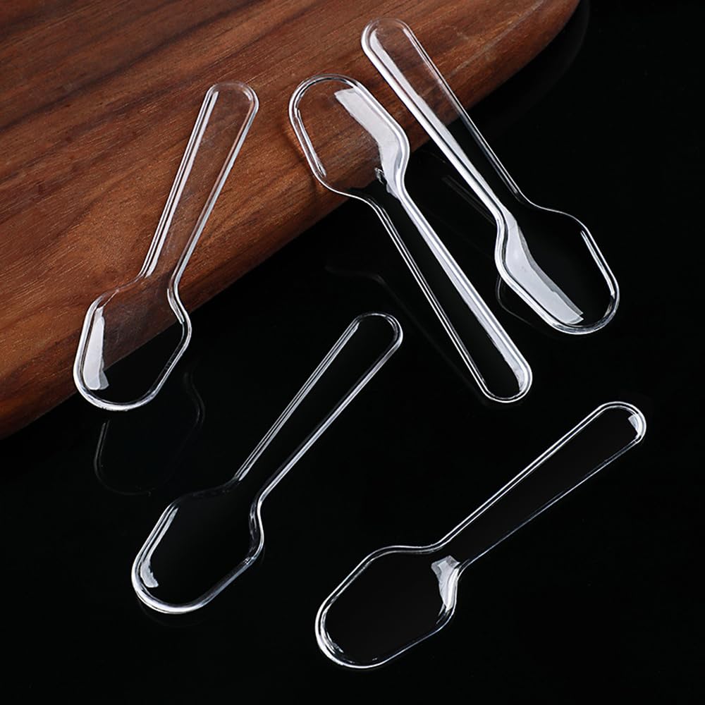 1000 PCS Mini Clear Tasting Spoons Plastic Sampling Spoons Pudding Taster Spoons for Jelly Yogurt Ice Cream Cake Dessert Spices Food Appetizer Supplies, 2.95 x 0.79Inch