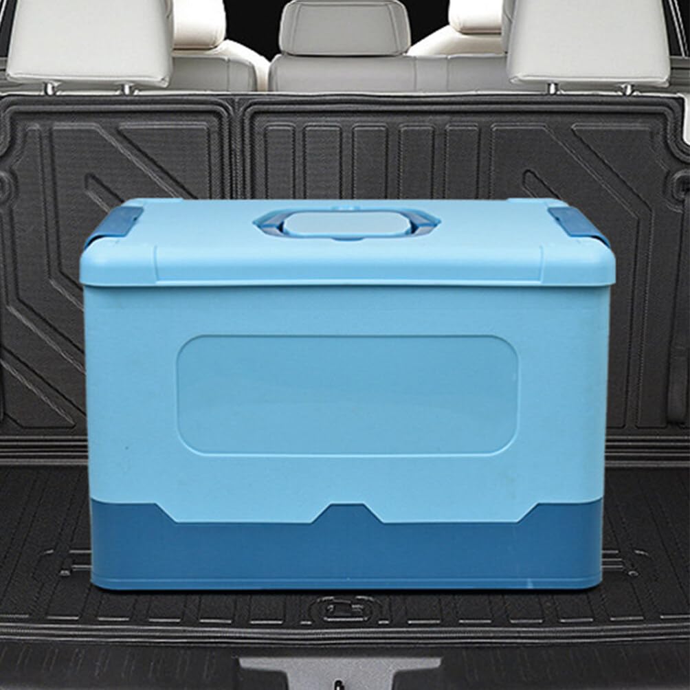 Beaupretty Plastic Storage Box Folding Carry Box Tool Organizer Portable Handled Case Lockable Container Sundries Organizer for Arts Crafts Cosmetic Sewing Washi Tape Blue