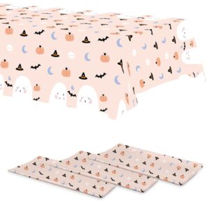 mocsicka 3pcs boo halloween tablecloth halloween pink ghost party decorations halloween birthday plastic table cover for girl boo baby shower birthday rectangular disposable party supplies 108x54 inch