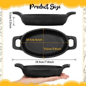 Uiifan 6 Pieces Mini Cast Iron Skillet 6 x 3.8'' Small Oval Skillets Cast Iron Cookware Set 8 oz Single Serve Dish Pans Mini Casserole Dish for Baking Roasting Cooking Grilling Cast Iron Ramekins