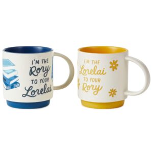 hallmark gilmore girls mug set (lorelai and rory) set of 2 stacking mugs, gift for mother's day, christmas, birthdays