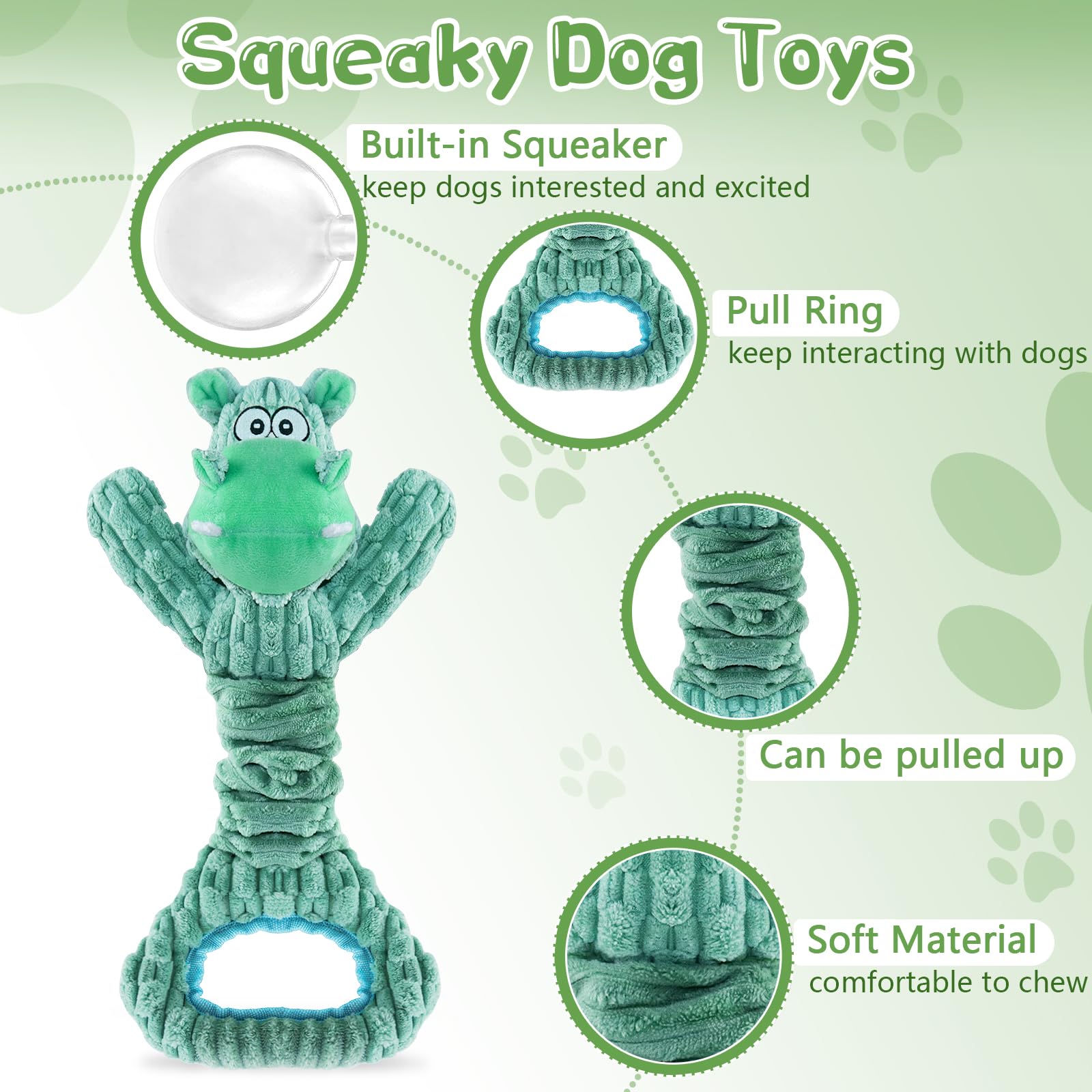 Fuufome Large Squeaky Dog Toys: Plush Dog Toys with Soft Fabric for Small, Medium, and Large Pets - Tug of War Dog Toys for Indoor Play