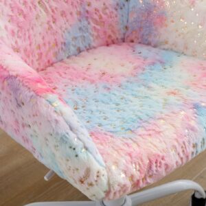 DUOMAY Kids Desk Chair, Faux Fur Colorful Upholstered Computer Chair for Boys and Girls, Cute Study Swivel Height Adjustable Arm Chair for Child