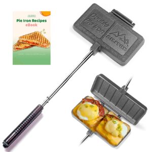 ailitor double pie iron sandwich maker for camping, cast iron campfire pie cooker, campfire cooking equipment mountain pie maker