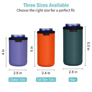 KENOBEE 6 Pack 12oz Standard Can Cooler Sleeves, Soft Insulated Reusable Non-slip Neoprene Can Coolier Drink Caddies Holder Covers for for Hard Seltzer, Beer, Soda, Energy Drinks and Water Bottle