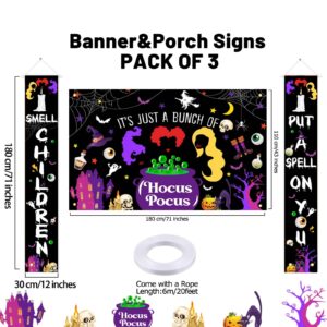 Avezano Hocus Pocus Halloween Decorations 3Pcs Halloween Witches Banner Hocus Pocus Halloween Door Decorations Indoor Outdoor