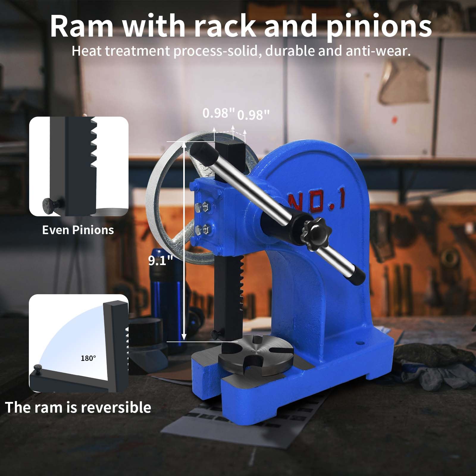 HAowosi Arbor Press 1 Ton,Ratchet Leverage Arbor Press with Handwheel,5.5" Maximum Height Manual Desktop Punch Press Machine Metal Arbor Press Tool,for Stamping