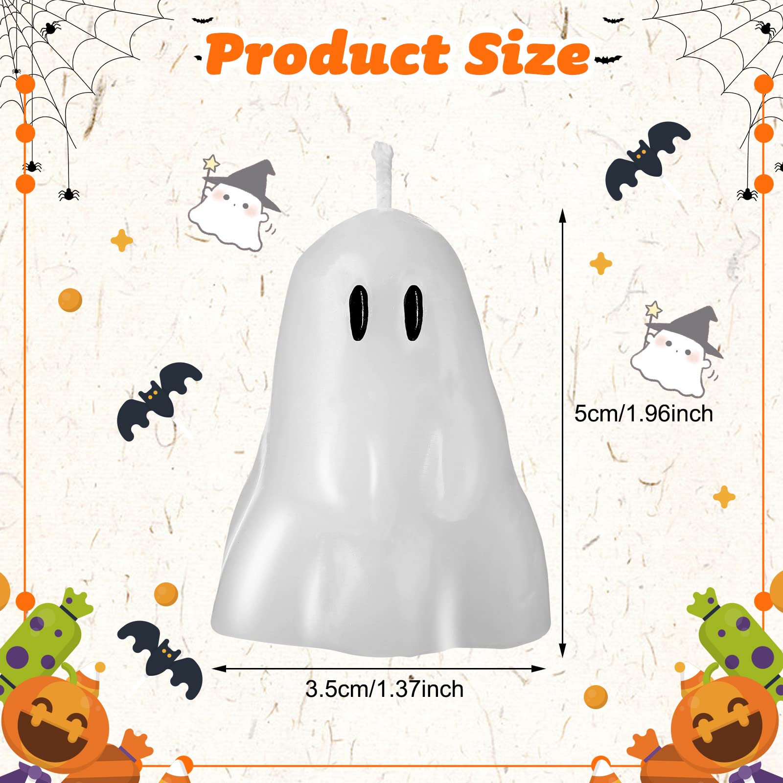 Jutom 40 Pieces Halloween Candles Decor Spooky Ghost Burning Candle Soy Wax Cute Aesthetic Candle White Horror Halloween Decorations for Halloween Party Bedroom Home Tabletop