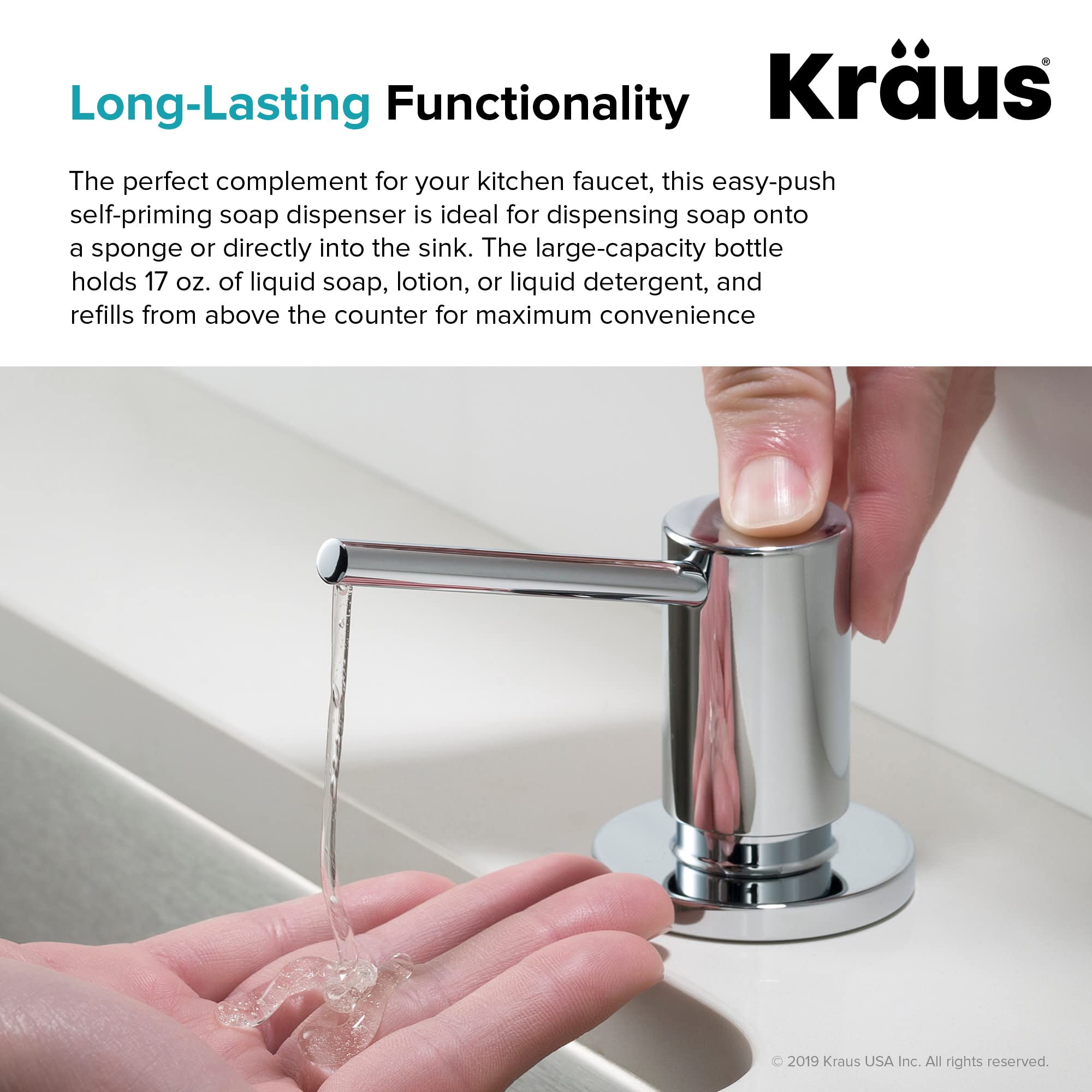 KRAUS Allyn Pull-Out Single Handle Kitchen Faucet in Spot-Free Stainless Steel, KPF-4103SFS & Kitchen Soap and Lotion Dispenser in Spot Free Stainless Steel, KSD-43SFS