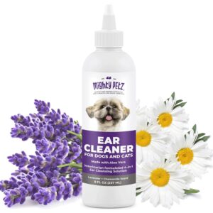 mighty petz dog ear cleaner – pet ear wash to support itchy, infection prone ears, yeast and wax. advanced & gentle otic cleaning solution. ear drops for dogs and cats - 8 oz