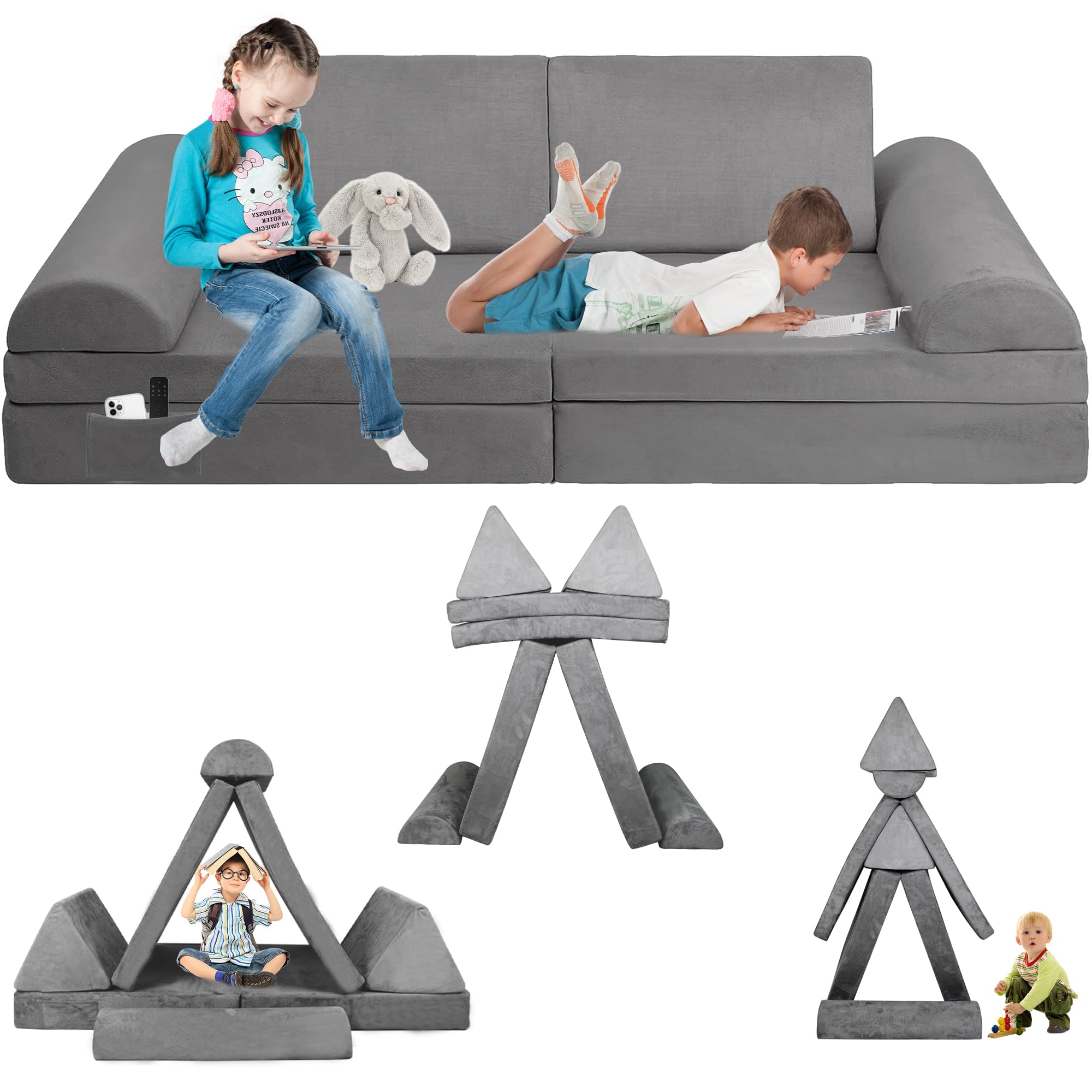 LFCREATOR Modular Kids Couch Sofa,Couch for Toddler and Baby Playroom/Bedroom,Perfect Toddler & Baby Couch for Play & Lounging,Ideal for Boys & Girls.Large