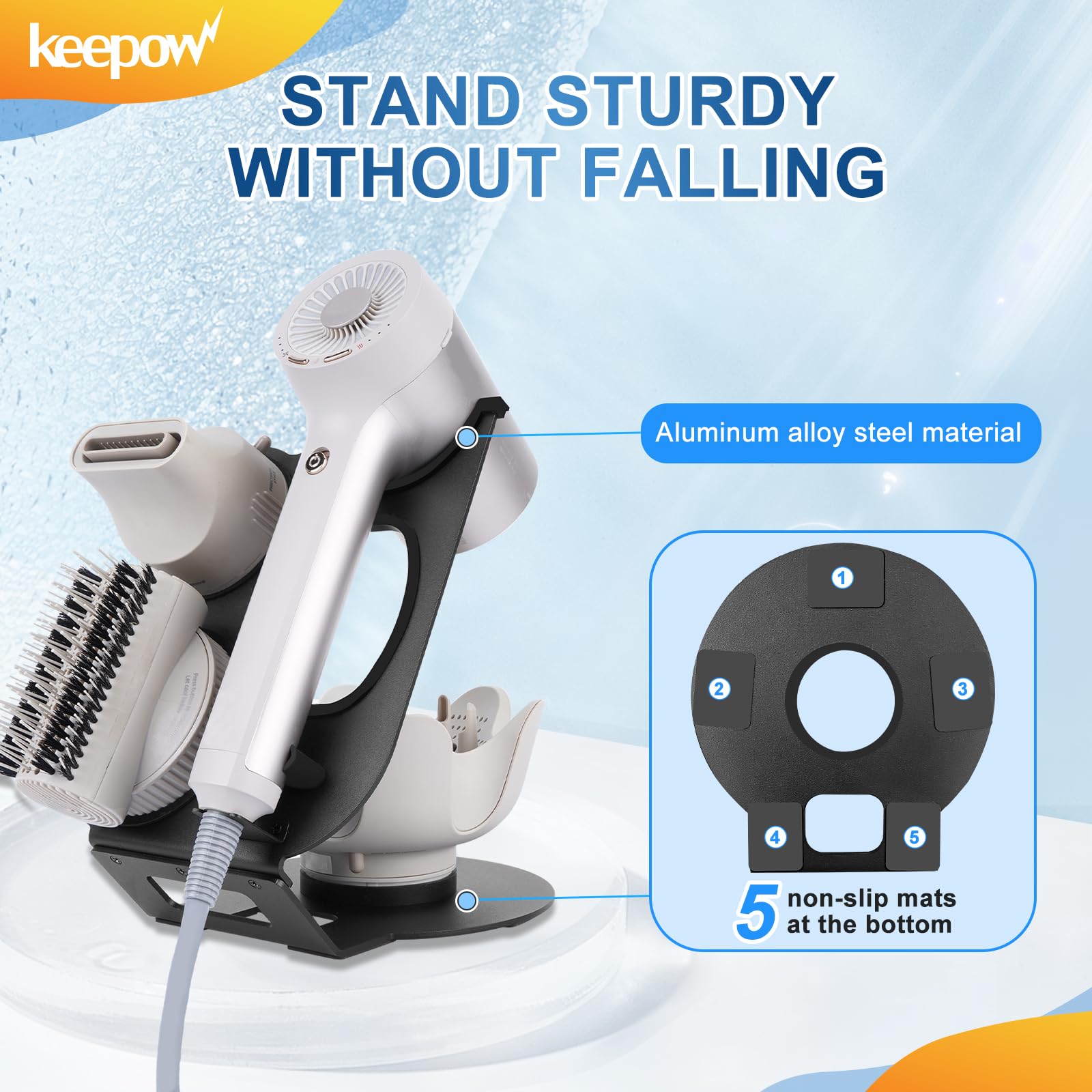 KEEPOW Hair Dryer Holder Stand Compatible with Shark HyperAir, Blow Dryer Holder for HD112BRN HD125CO HD112GNBRN HD112PKBRN, Hair Dryer Stand for Bedroom Bathroom Organizers and Storage