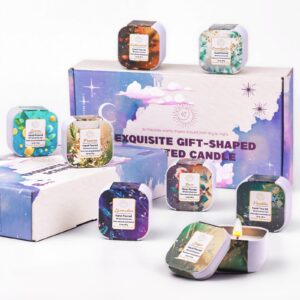 8PCS Square-Shaped Scented Candle Gift Set for Women, Organic Aromatherapy Soy Wax Jar Candles for Housewarming Gift, Unique Bulk Candles for Home Scented, Relaxing Gift, Birthday, Christmas