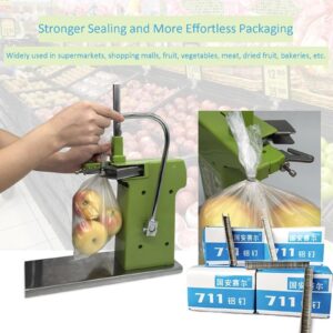 Plastic Bag Neck Sealing Machine Fruit and Vegetable Roll Bag Packaging Machine Aluminium Nail Tying Machine With 40000pcs U Shaped Sealing Nails Suit for Supermarket, Fruit Shop, Retail Stores