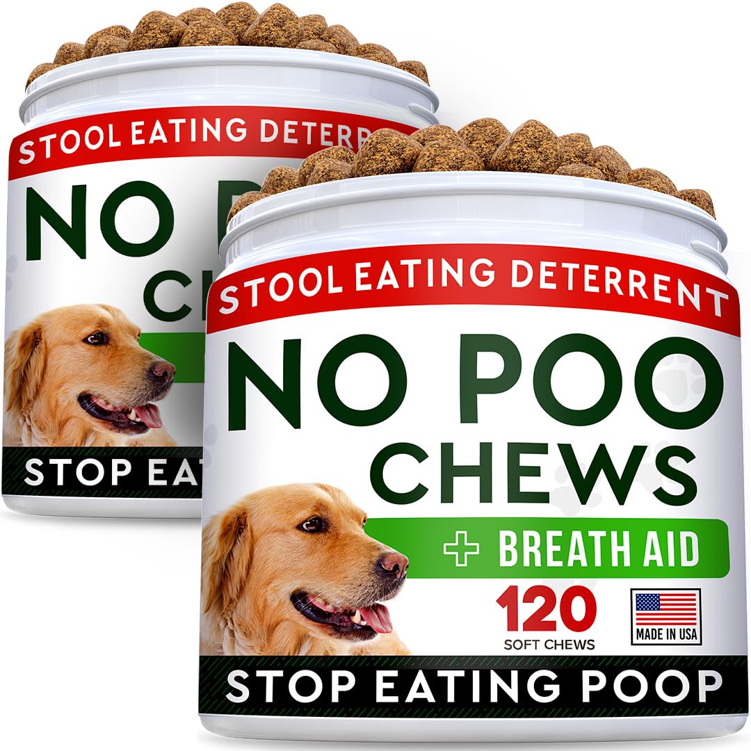 No Poo Treats - No Poop Eating for Dogs - Coprophagia Stool Eating Deterrent & Prevention – Stop Eating Poop for Dogs - Probiotics & Digestive Enzymes - Digestive Health & Immune Support - 240 Ct