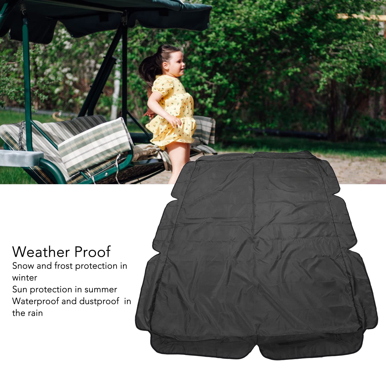 Hztyyier Waterproof Outdoor Swing Canopy Proof Porch Top Replacement Cover for Patio Yard Chair (Black)