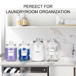 Glass Jars for Laundry Room Organization - 2 Pack, 0.8 Gallon Glass Containers with Lids, Perfect for Dryer Sheets, Laundry Pods, Scent Boosters, and more - Convenient Laundry Room Storage Solution