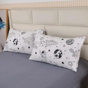 mag white out space pillowcases, 2 packed fortoddlers kids,boys teens and girls, galaxy style,size 20”*30” (queen, black and white)